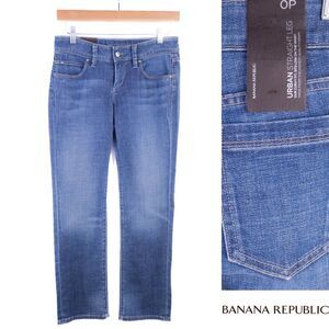 NWT Banana Republic Urban Straight Leg Blue Jeans Size 0P Cotton